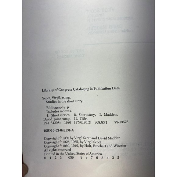 Studies in the SHORT STORY VIRGIL SCOTT DAVID MADDEN Fifth Edition by David Madd - Picture 5 of 5